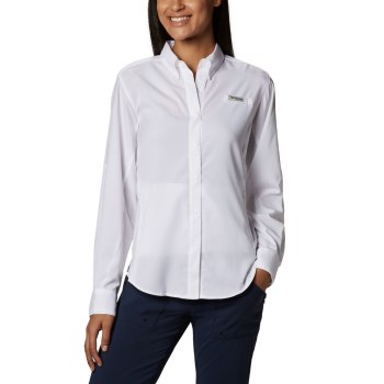 Columbia Overhemd Dames, PFG Tamiami II Long Sleeve Wit, 94VYPHRUG